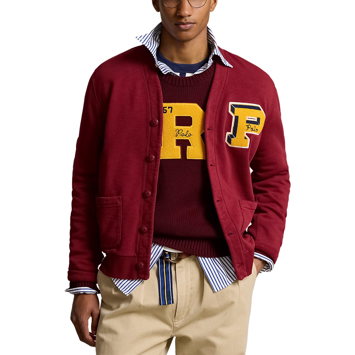 Polo Ralph Lauren Slub Fleece Letterman Cardigan